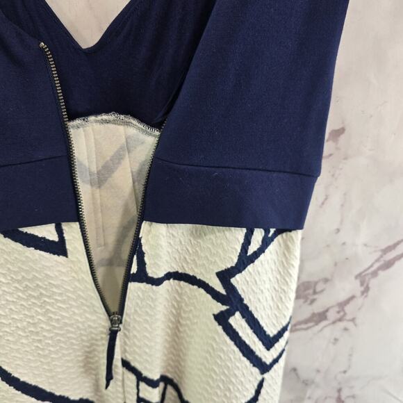 Anthropologie Dress Womens 2 P Navy White HD In Paris Ardmore Geometric - Picture 9 of 11